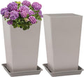 Set of 2 Tall Planter, 21 inch Large Plastic Planter by Neoaider