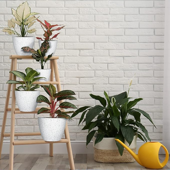 5 Pcs Plant pots, 7.5/6.5/5.7/4.9/4.1 inch Pots - Image 3