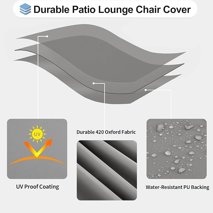 OutdoorLines Outdoor Waterproof Patio Chaise Lounge Chair Cover - Image 3