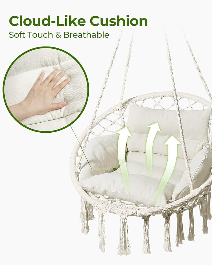 Greenstell Hammock Chair, Macrame Swing Chair - Image 3