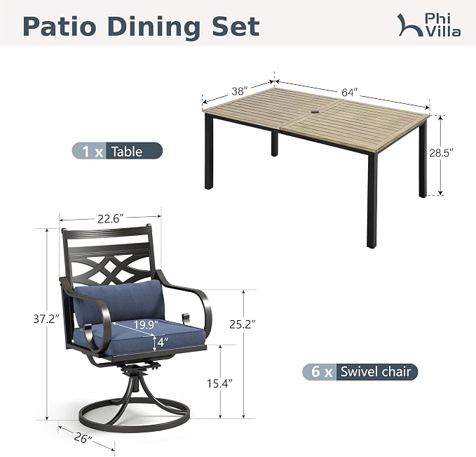 PHI VILLA 7 Pieces Outdoor Dining Set - Image 9