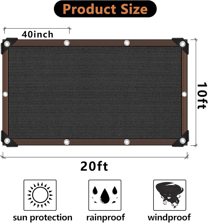 Garden Shade Cloth, 80%-90% Resistant Sun Shade Neting Mesh Tarp - Image 2