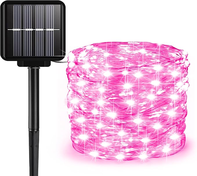 Solar String Lights Outdoor, 33 Feet 100 LEDs 8 Modes Solar Fairy Lights by ALENEY