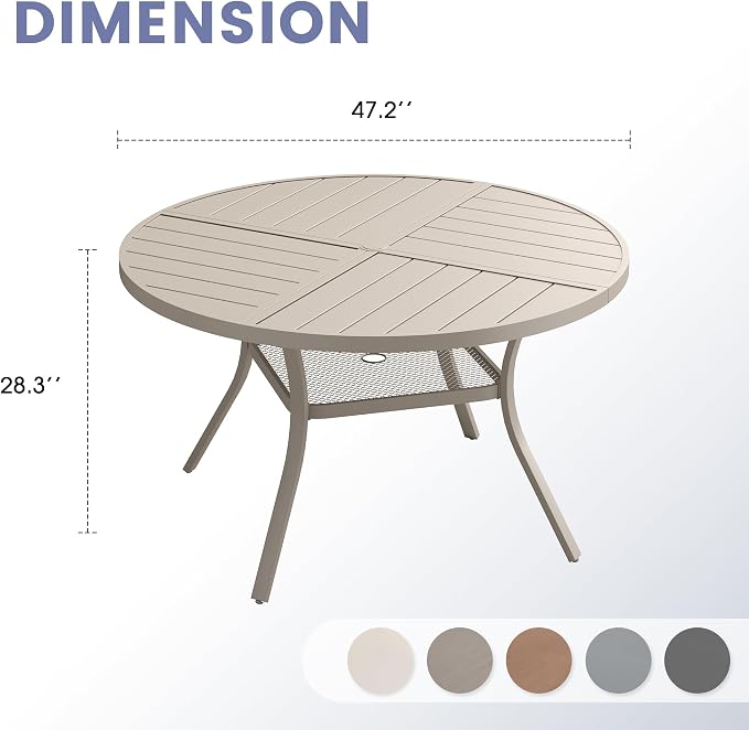 VICLLAX 47.2" Round Outdoor Table, Patio Dining Table - Image 3