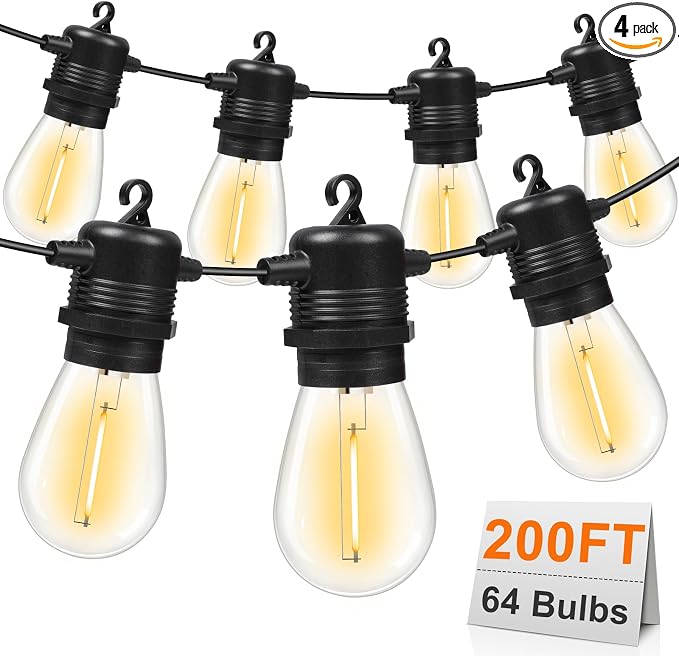 200FT LED Outdoor String Lights Waterproof Patio Lights by GvvooHome