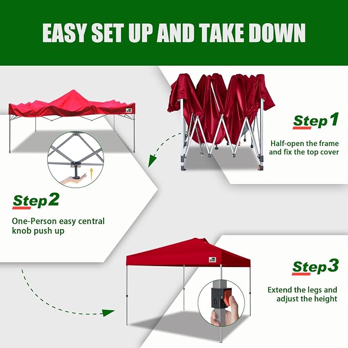 Eurmax USA NOMATTER ONE-Person Open&Close 10x10ft Pop Up Canopy Tent，Portable - Image 3