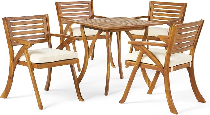 Christopher Knight Home Hermosa Acacia Wood Dining Set, 5-Pcs Set, Teak Finish by ChristopherKnightHome
