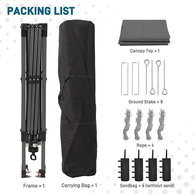 8x8 FT Canopy Tent, 1-Button Push Pop Up Canopy - Image 7