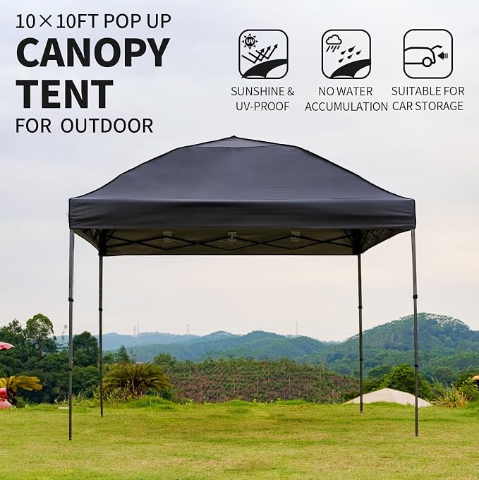 10x10 Pop Up Canopy Tent with 2 Sidewalls, Easy Up Canopy Outdoor Party Sun - Image 2