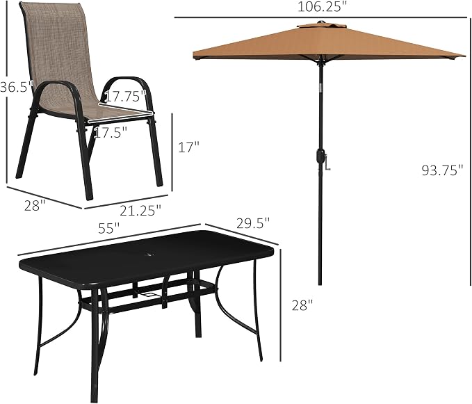 Outsunny 8 Pieces Patio Table and Chairs Set - Image 7