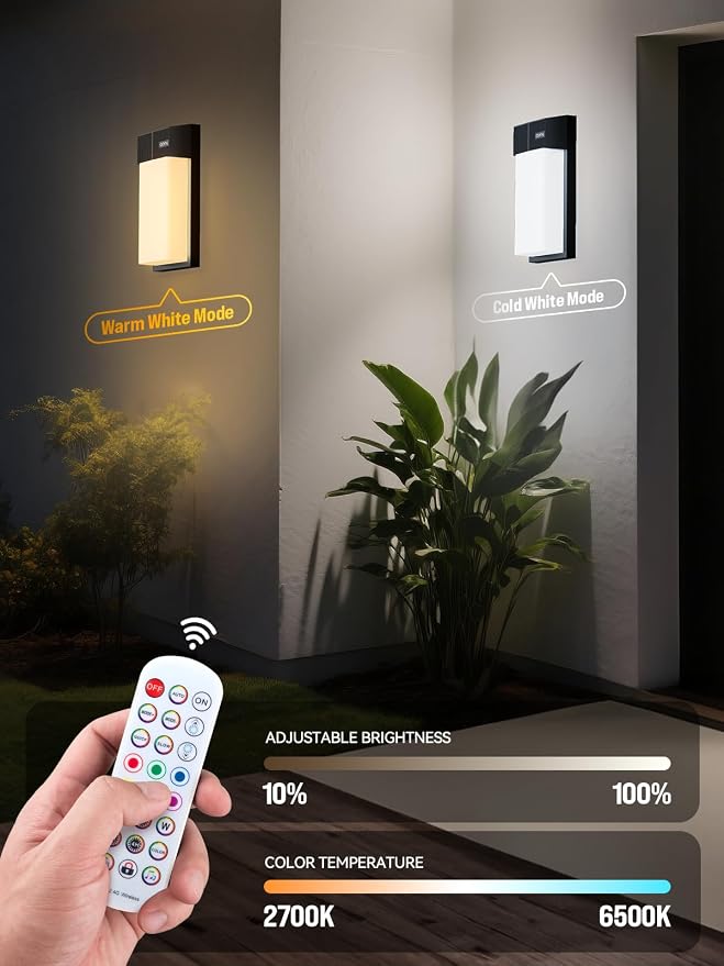 Outdoor Wall Light, Smart RGBICWW Porch Lights Outdoor, 1500LM Modern Wall - Image 6