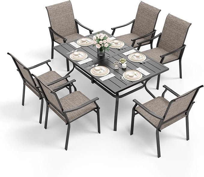 Sophia & William 7 Pieces Patio Dining Set, 6 Quick Dry Textilene Chairs and - Image 2