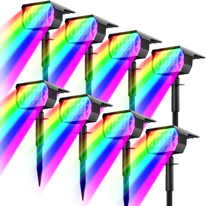 nipify 8 Pack Solar Spot Lights Outdoor Color Changing, 7 Modes Halloween RGB by Nipify