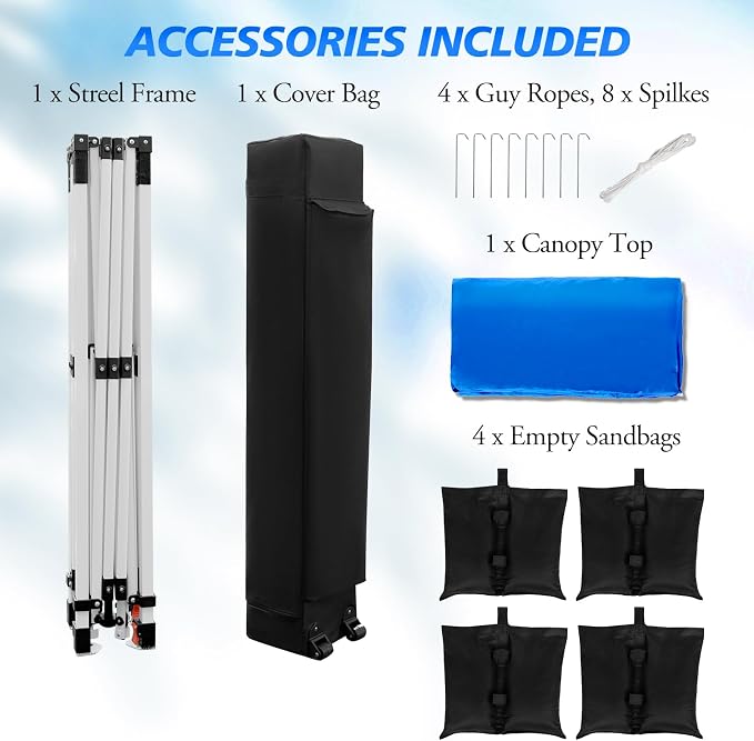 WEIZE Pop up Canopy Tent 10x10ft, 1-Button Push Setup, Instant Portable Shelter - Image 6