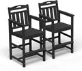 Outdoor Patio Tall Adirondack Bar Chairs Set of 2, All-Weather HDPE Bar Height by Suunyn
