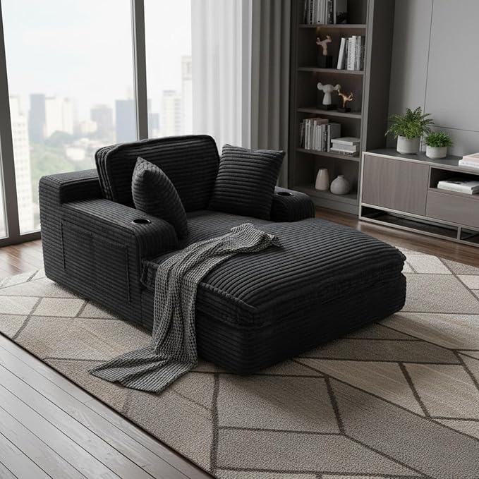 67" Oversized Chaise Lounge Chair Indoor, Soft Boneless Cloud Couch - Image 3