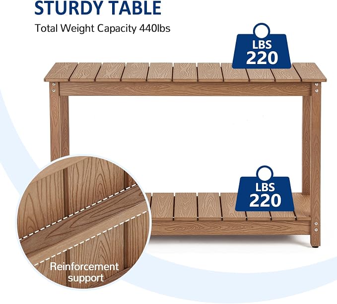 Outdoor Console Table, 440LBS Weight Capacity, 2-Tier Multifunctional Buffet - Image 5