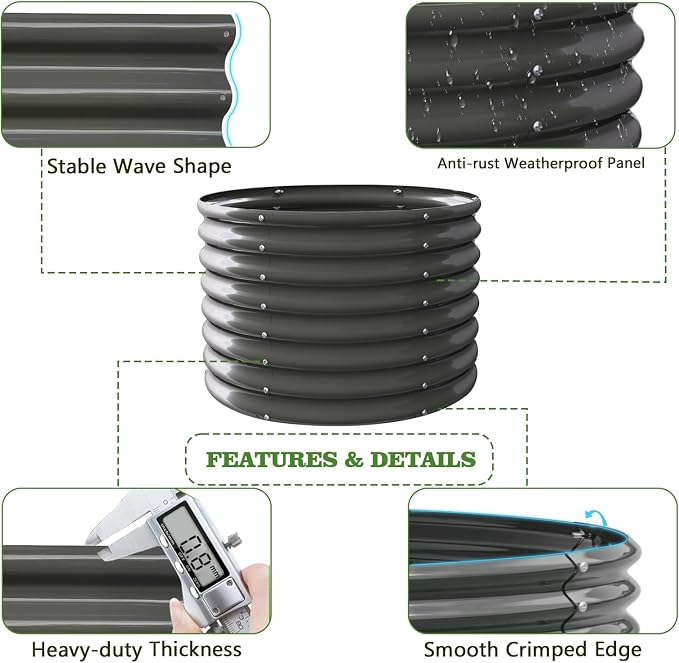 A ANLEOLIFE 6-Pack 6X3X2ft & 3x3x2ft Deep Root Galvanized Raised Garden Beds - Image 4