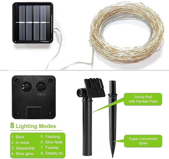 Solar String Lights Outdoor, 99 Feet 300 LEDs 8 Modes Solar Fairy Lights - Image 2