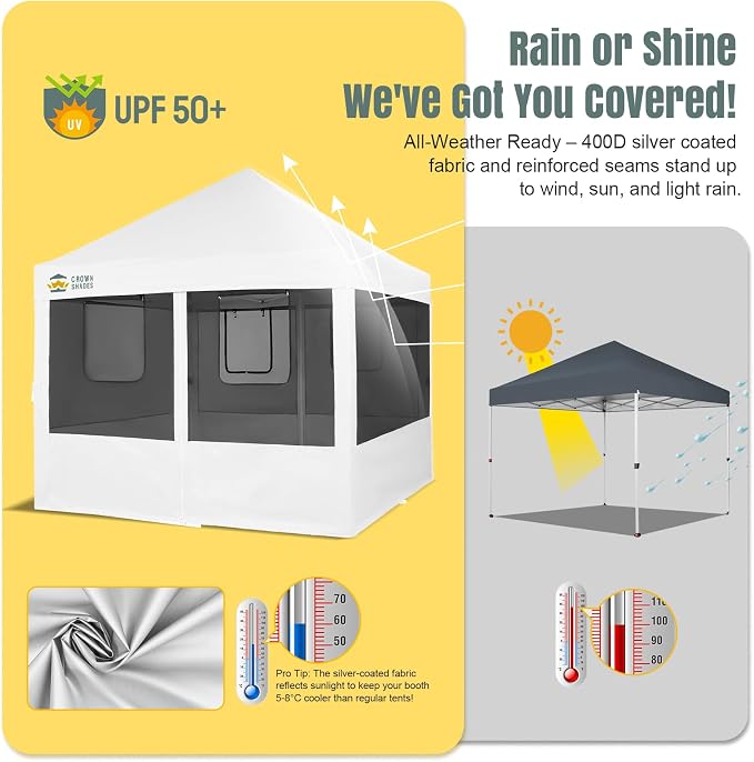CROWN SHADES 10x10 Pop Up Canopy Tent - Image 4