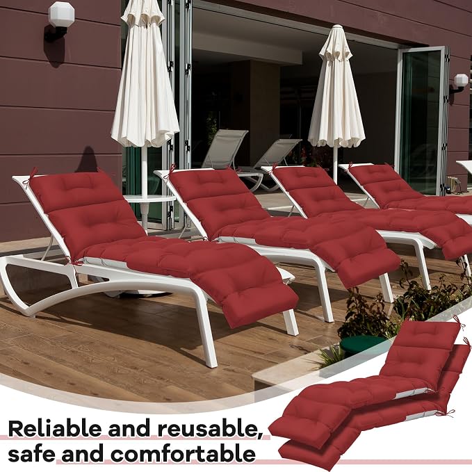 Kigley 2 Pcs Chaise Lounge Cushions 75 x 22 x 5 Inches Soft Lounge Chair - Image 6