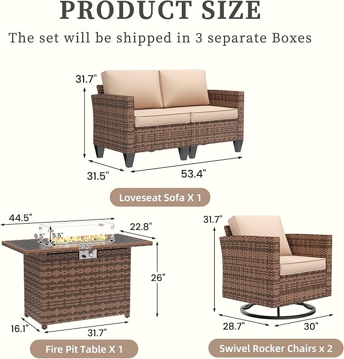 UDPATIO 5 Pieces Patio Furniture Set - Image 3