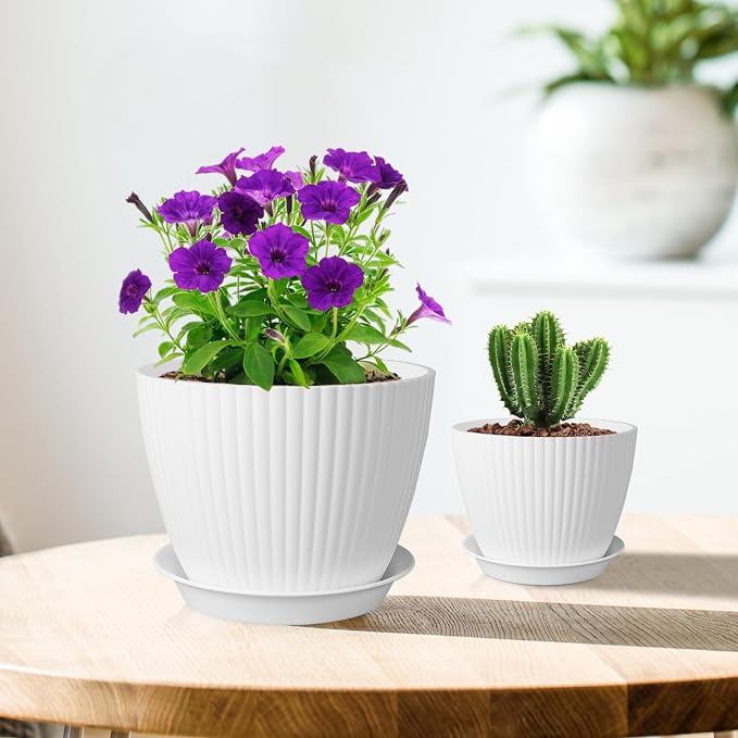 7/6.2/5.5/5/4.5/4 inch Plant Pots, 6 Pack Flower Pots - Image 7