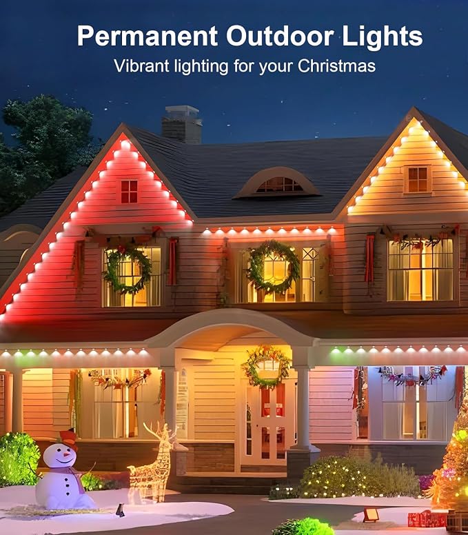 150FT Permanent Outdoor Lights for House, Smart Color Change LED Waterproof - Image 2