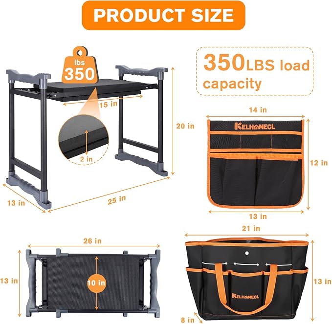 Garden Kneeler and Seat, Extra Wide Thick EVA Pad, Heavy Duty Foldable Garden - Image 2