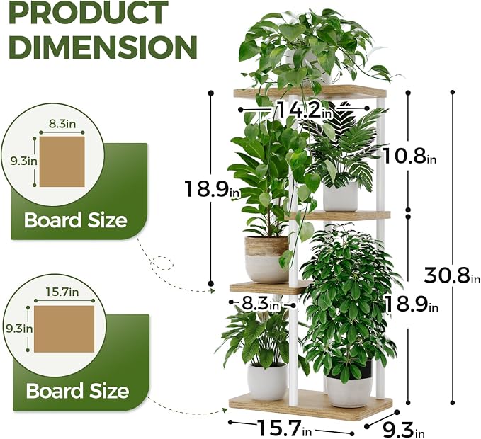 Bamworld Plant Stand Indoor, Corner 4 Tier Metal Plant Shelf - Image 4