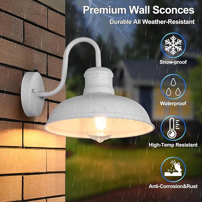 TOBUSA 2-Pack Dusk to Dawn Outdoor Wall Lights, Exterior Farmhouse Gooseneck - Image 5