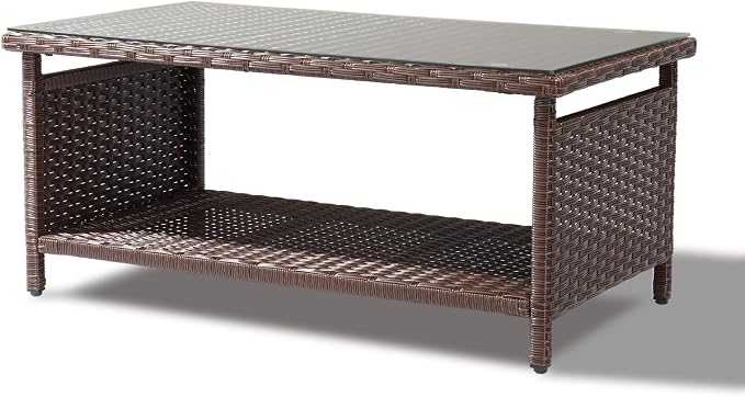 VINGLI Outdoor Wicker CoffeeTable Patio Coffee Tables - Image 7