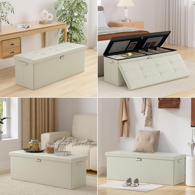 ENGPOW Storage Ottoman, Fireproof Folding Bench - Image 3