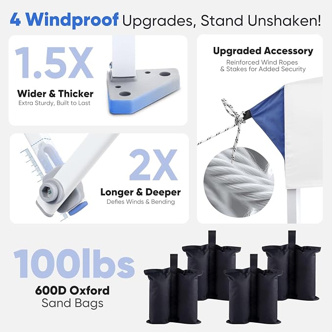 Sekey 10x10 Pop Up Canopy with Pockets Sidewall, One Push Setup Instant Outdoor - Image 3