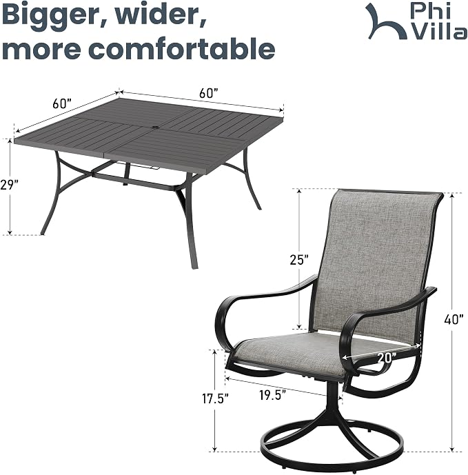 PHI VILLA 9 Pcs Patio Dining Set - Image 6