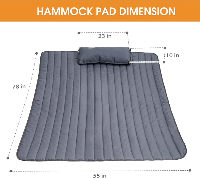 Lazy Daze Hammocks 2 Person Hammock Pad and Pillow Set, Double Polyester - Image 4