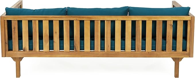 Merax 67.5" Outdoor Patio Daybed 3 Seater Sofa Bed, Acacia Wood Frame - Image 6