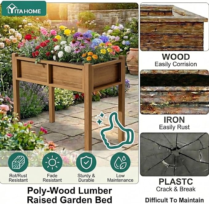 YITAHOME Elevated Garden Bed HDPE Raised Garden Bed - Image 4