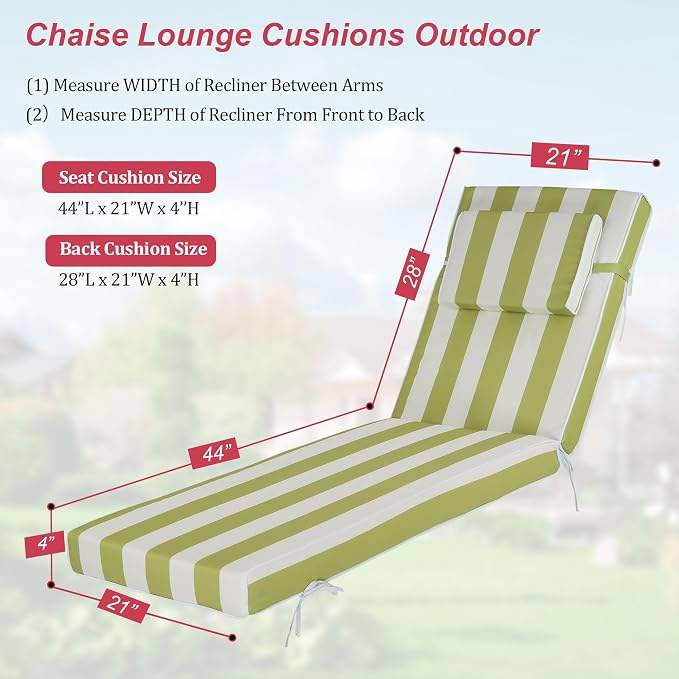 Chaise Lounge Cushions Outdoor 72x21x4 Inch, Patio Lounger Chair Cushion - Image 2