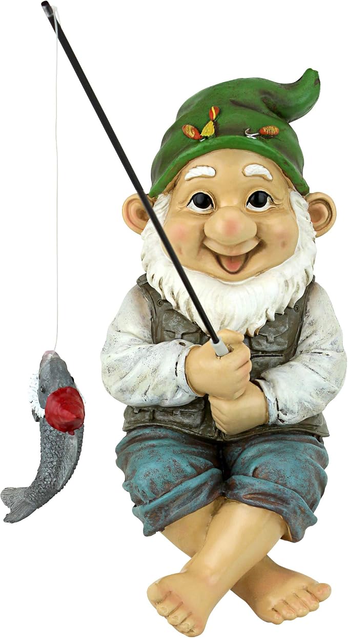 Design Toscano Ziggy with Fishing Pole Garden Gnome Indoor/Outdoor Shelf Sitter - Image 3
