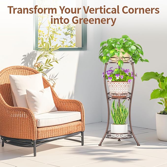 LASZOLA Bronze 3 Tier Tall Plant Stand - Image 9