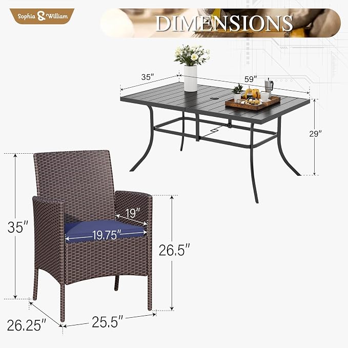 Sophia & William 7 Pieces Patio Dining Set - Image 6