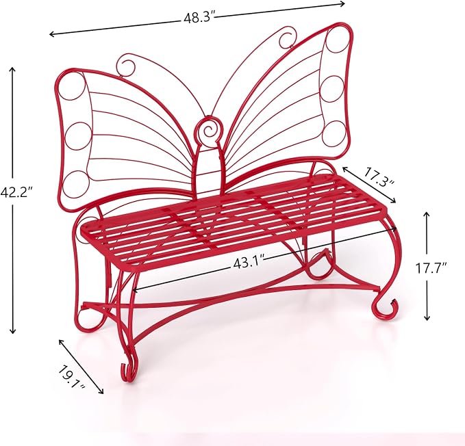 Butterfly Garden Bench, Double Seats Outdoor Bench - Image 2