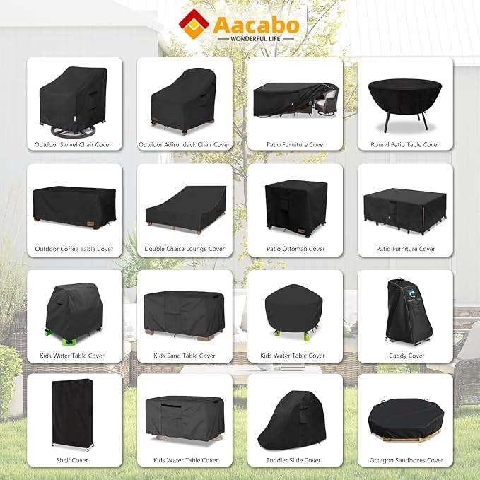 Patio Ottoman Cover, 25W x 25D x 18H inch, Waterproof Square Patio Small Side - Image 3