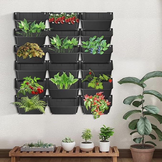 Hanging Vertical Wall Planter, 18 Pack Vertical Garden Planter, - Image 3