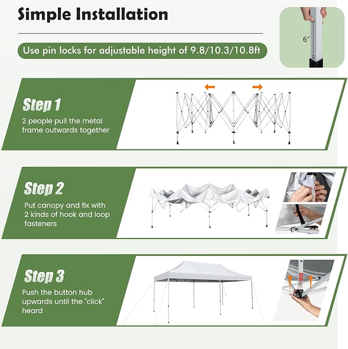 Tangkula 10x20 Ft Pop Up Canopy, UPF 50+ Easy Setup Instant Canopy Tent - Image 3