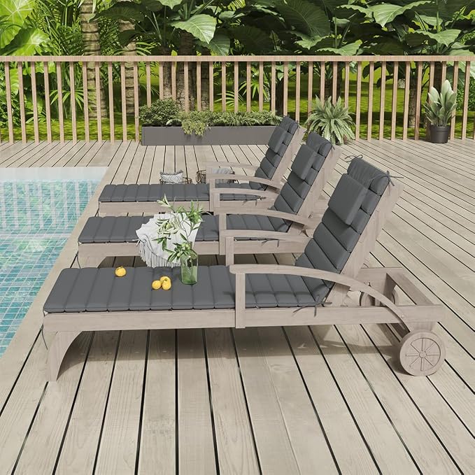 Sundale Outdoor Olefin Quilted Lounge Cushion Set of 4, Patio Foldable Chaise - Image 9