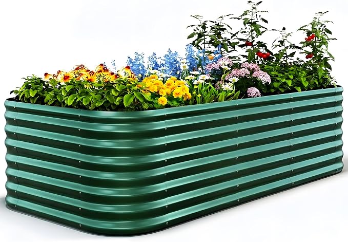 Quictent Galvanized Raised Garden Bed Kit, Strengthened by Crossbar, Dark Green by QUICTENT