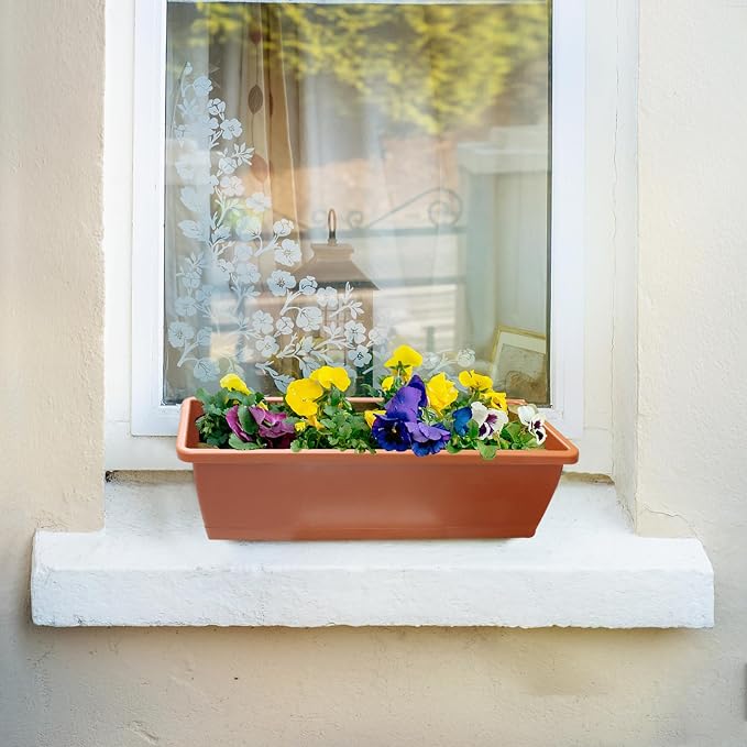 QPEY Window Box Planter, 10 Pack 17 Inch Plastic Flower Box - Image 7