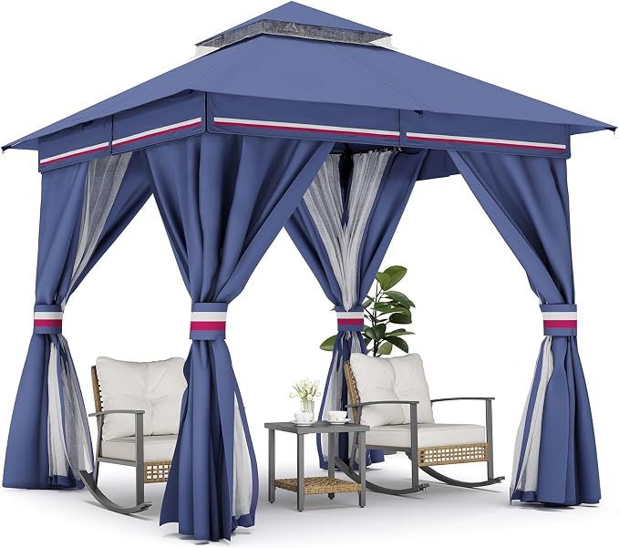 LAUSAINT HOME Semi-Permanent Outdoor Patio Gazebo 8'x8', Heavy Duty Party Tent - Image 9